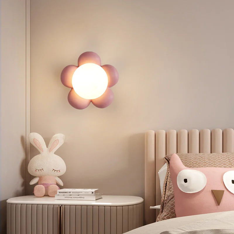 applique murale style nordique lampe à fleurs chaude pour enfants décoration maison