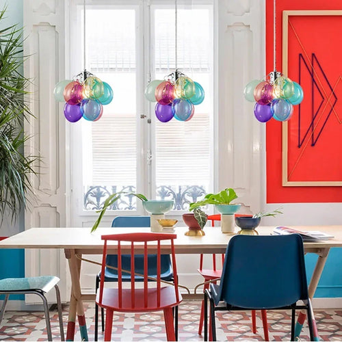 Colorful Bubble Chandelier Glass Pendant Lamp Ceiling Light Suspension Hanging Luminaire for Living Room Bedroom - vue 4 sur 14