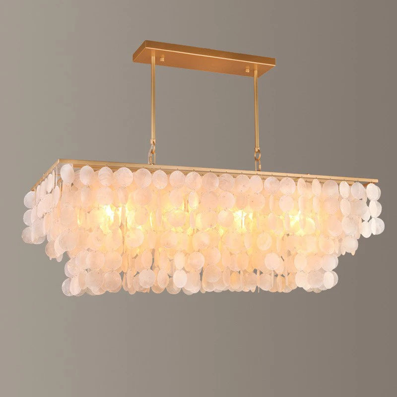 2024 Modern simple living room Scandinavian shell dining room romantic light luxury checkroom B&B rectangular suction chandelier - vue 2 sur 7