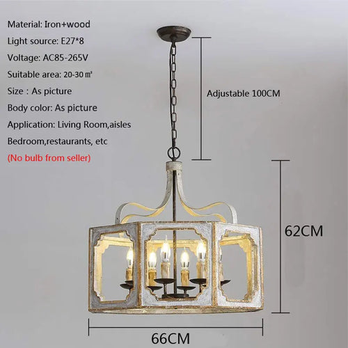 lustre rétro américain en bois massif pour villa vintage - vue 7 sur 7
