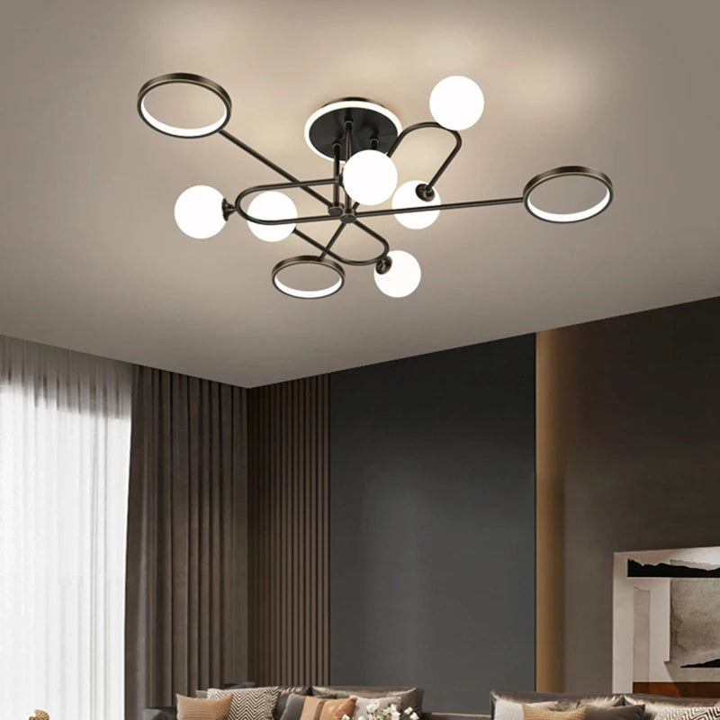 lustre led moderne en verre suspendu pour