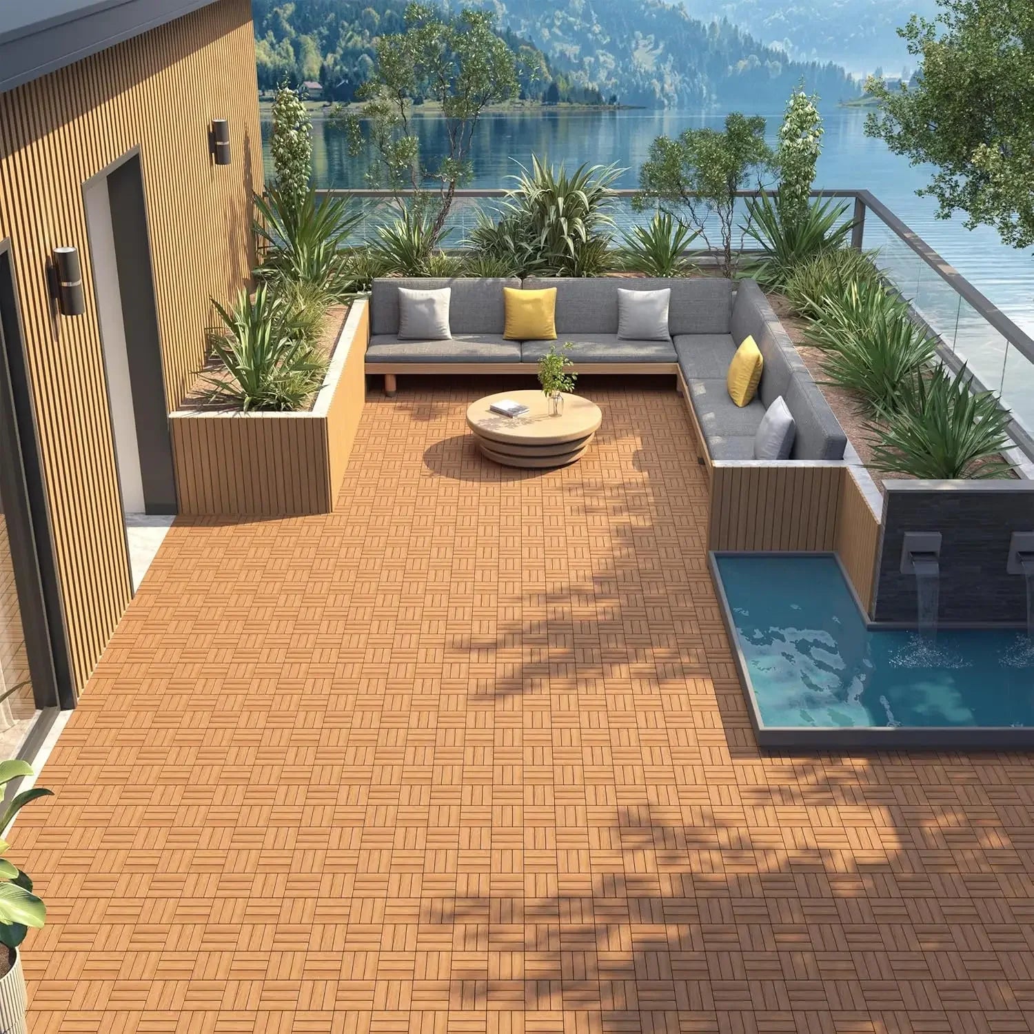 Dalles terrasse emboitables acacia impermeables 30 5 cm - vue 4 sur 7