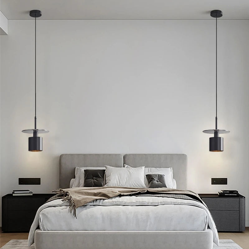 lampe led suspendue en laiton noir avec cordon réglable en cuivre