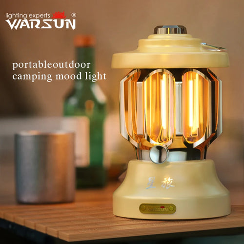 lanterne de camping rétro rechargeable en métal portable à led - vue 2 sur 7