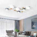plafonnier nordique led bois macaron 3-8 têtes éclairage décoratif