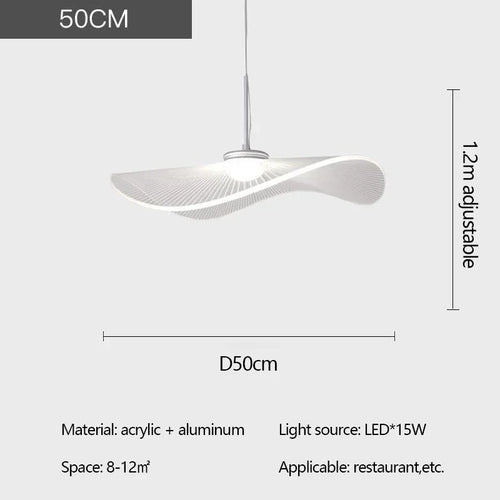 Nordic Acrylic Ceiling Chandeliers Straw Hat Hanging Light Suspension Pendant Lamps for Bedroom Living Dining Room