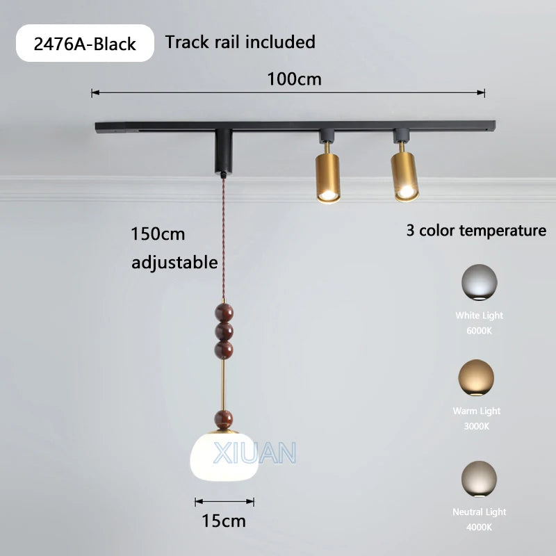 table à manger wabi-sabi rétro éclairage led sur rail - vue 8 sur 17