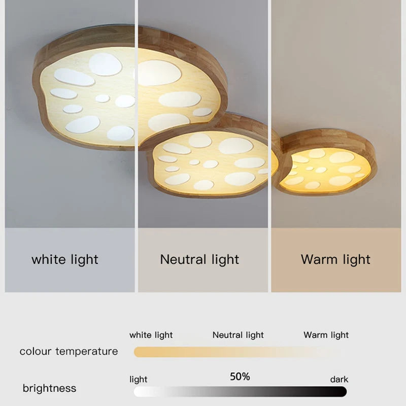 2023 New Lotus Root Ceiling Lamp for Living Room Bedroom Children's Study Kitchen Home LED Light Fixture Modern Wood Chandelier - vue 4 sur 14