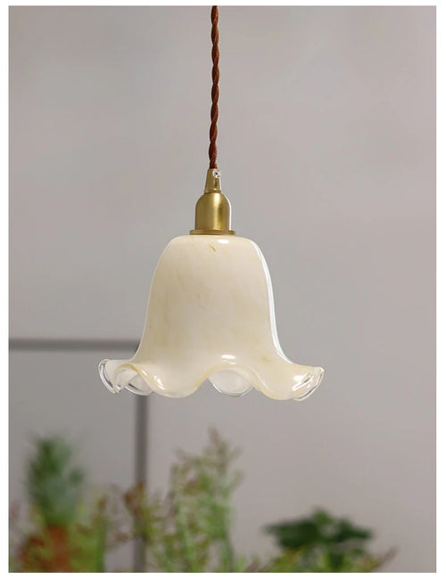 suspension à led rétro fleurs en laiton et verre créatif minimaliste - vue 3 sur 6