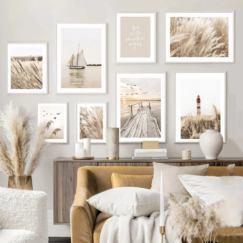 art mural bohème paysage floral moderne pour décoration intérieure