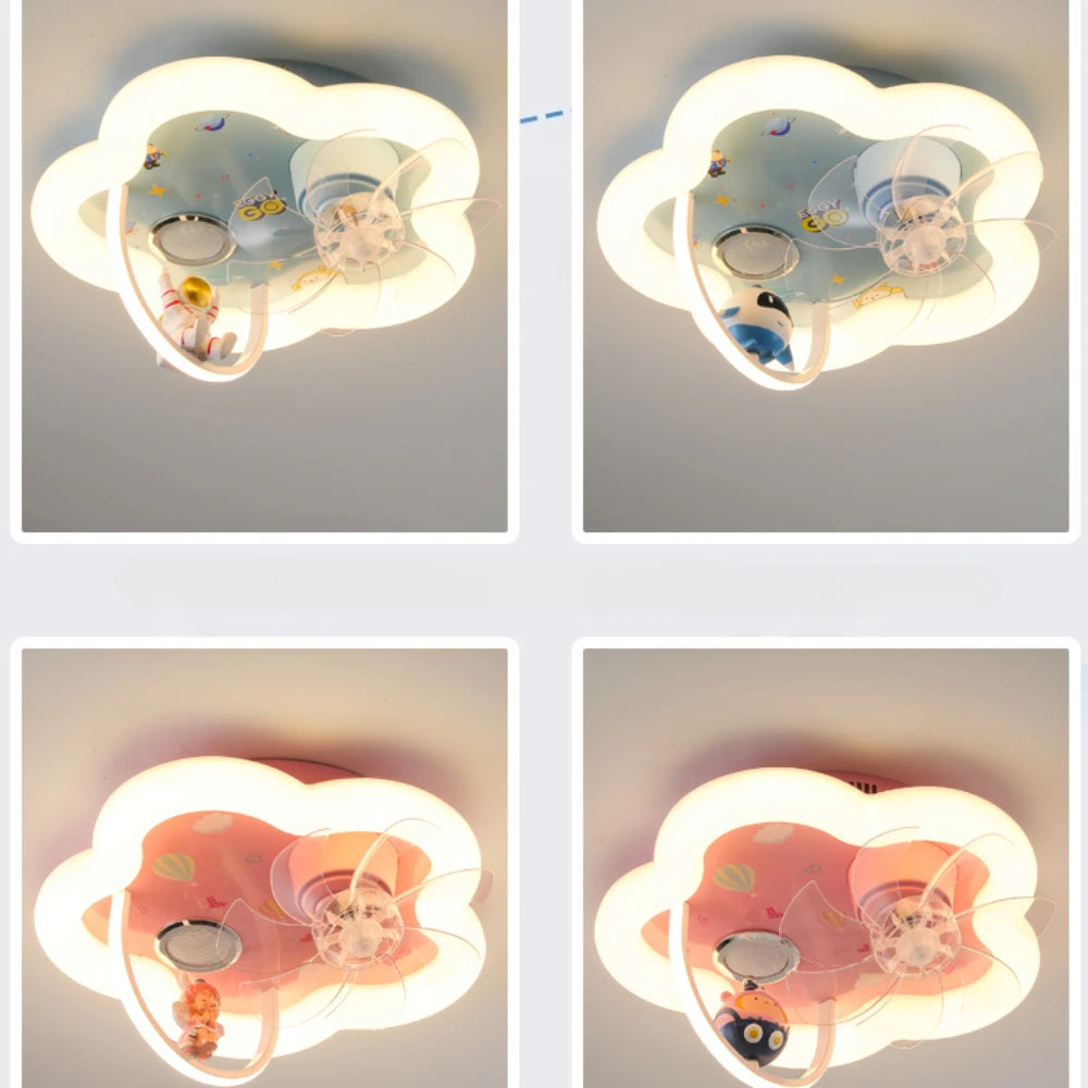 plafonnier led astronaute avec ventilateur et musique bluetooth - vue 4 sur 9