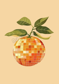 affiche artistique boule disco abstraite rétro pour décoration intérieure