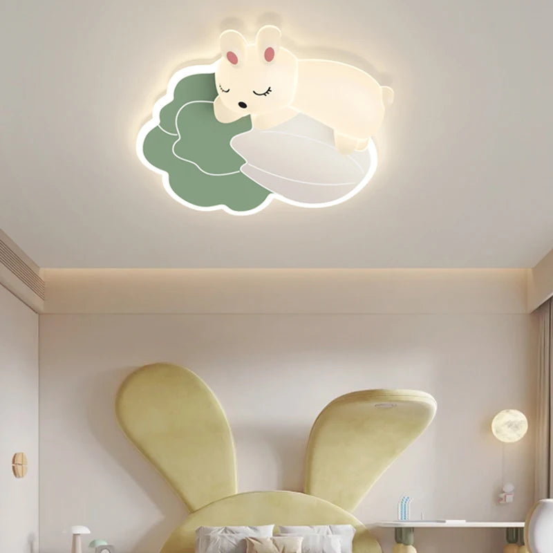 Cartoon Carrot Rabbit Lamps Warm Kids Bedroom Ceiling Light for Baby Girl Boy Childern's Room Lighting 220V Cloud Ceiling Light - vue 4 sur 7