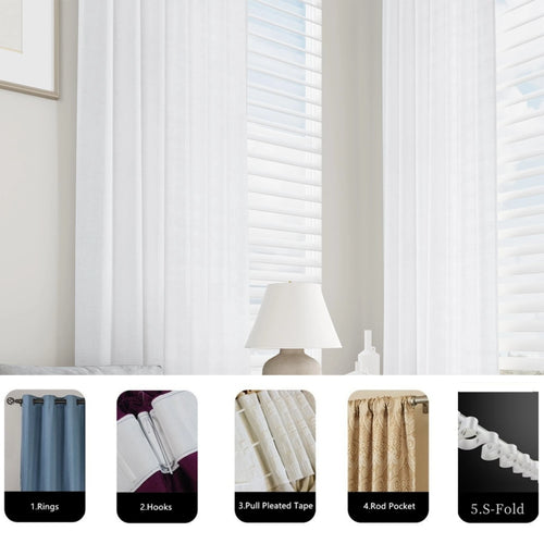 Voilage faux lin sur mesure extra long salon - vue 6 sur 9
