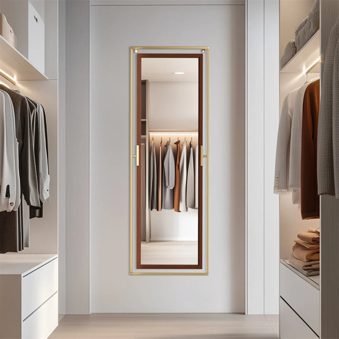 miroir sur pied décoratif avec cadre en métal doré - vue 5 sur 7