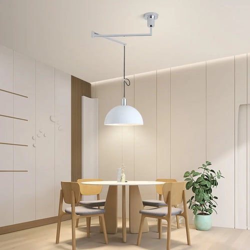 Suspension extensibles nordiques LED blanc noir Chrome abat-jour bras oscillant suspension pour salon Table à manger décor