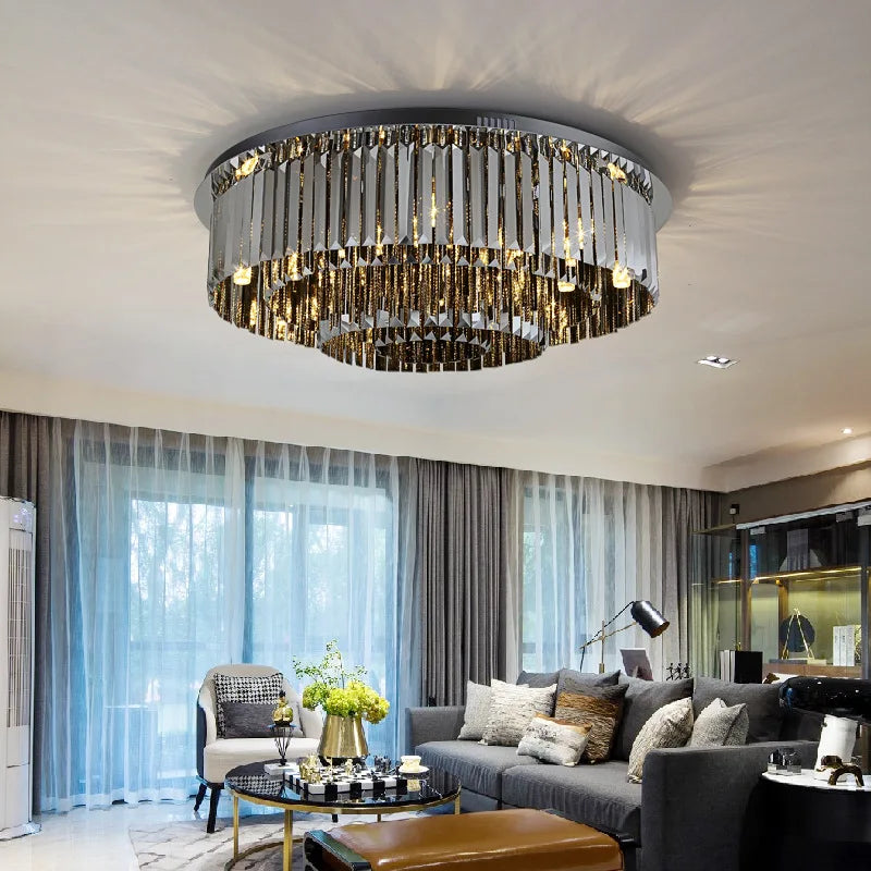 plafonnier led moderne de luxe en cristal décoration maison - vue 4 sur 9