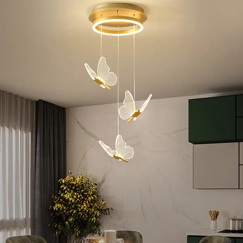 Lustre Papillon LED Acrylique Salle Escalier Suspension