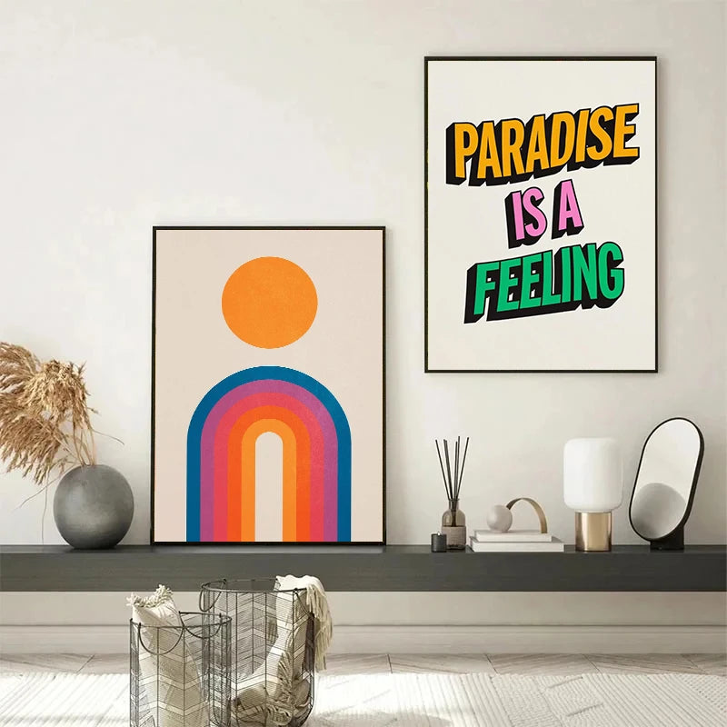 affiches rétro avec citations de fleurs et chien pour décoration murale