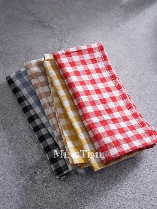 Serviette de table vichy coton style champetre 42cm - vue 4 sur 7