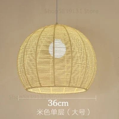luminaire led nordique moderne en fer et corde de chanvre - vue 9 sur 14