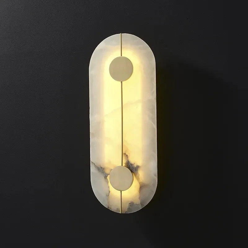 applique murale led en marbre et cuivre doré design nordique moderne - vue 5 sur 8