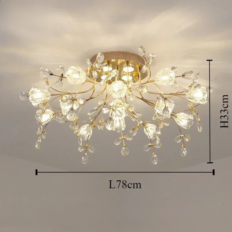 plafonnier led vintage en cristal à fleurs décoratif