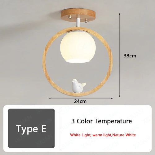plafonnier nordique en bois led avec 3 températures de lumière - vue 13 sur 14
