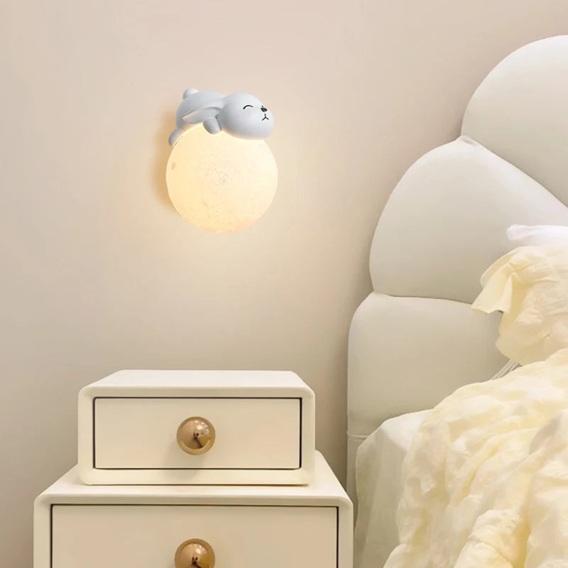applique murale ours lune chambre chevet lapin astronaute animal garçon fille bébé veilleuses