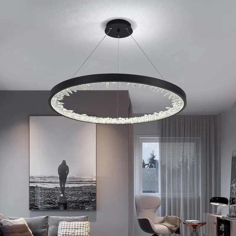 Plafonnier LED suspendu en cristal de luxe au design moderne