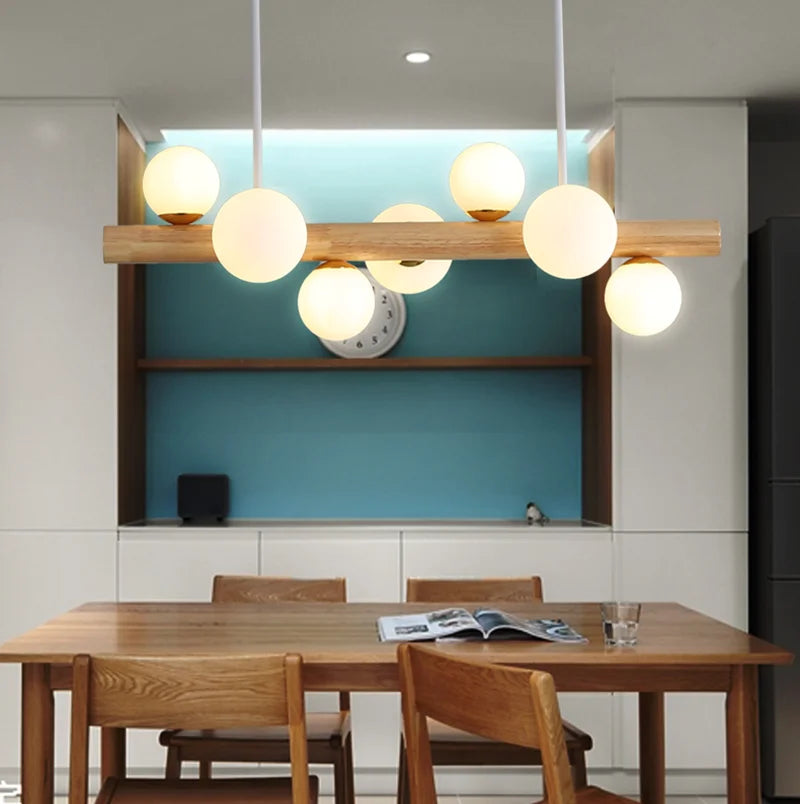 suspension bois minimaliste led style moderne - vue 5 sur 13