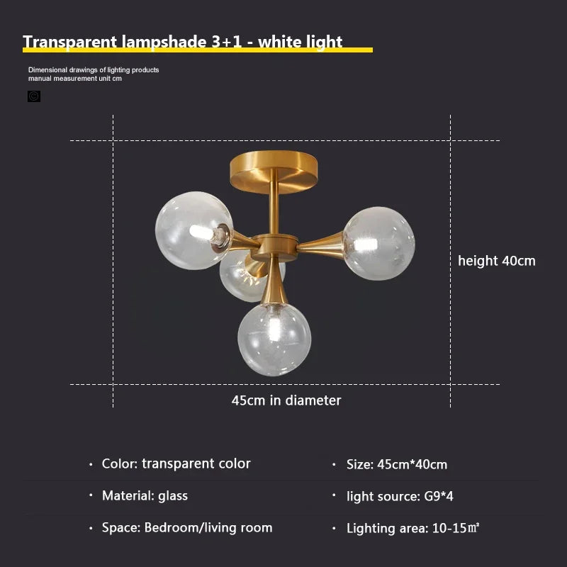 lustre nordique en verre blanc pour éclairage intérieur - vue 20 sur 23