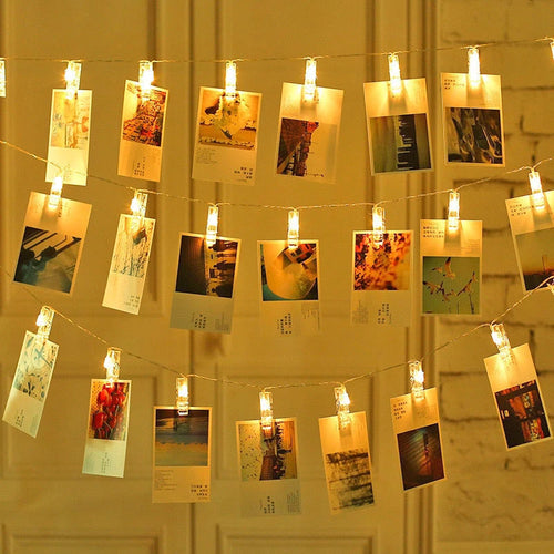 guirlande lumineuse led avec support photo pour décoration festive - vue 2 sur 8