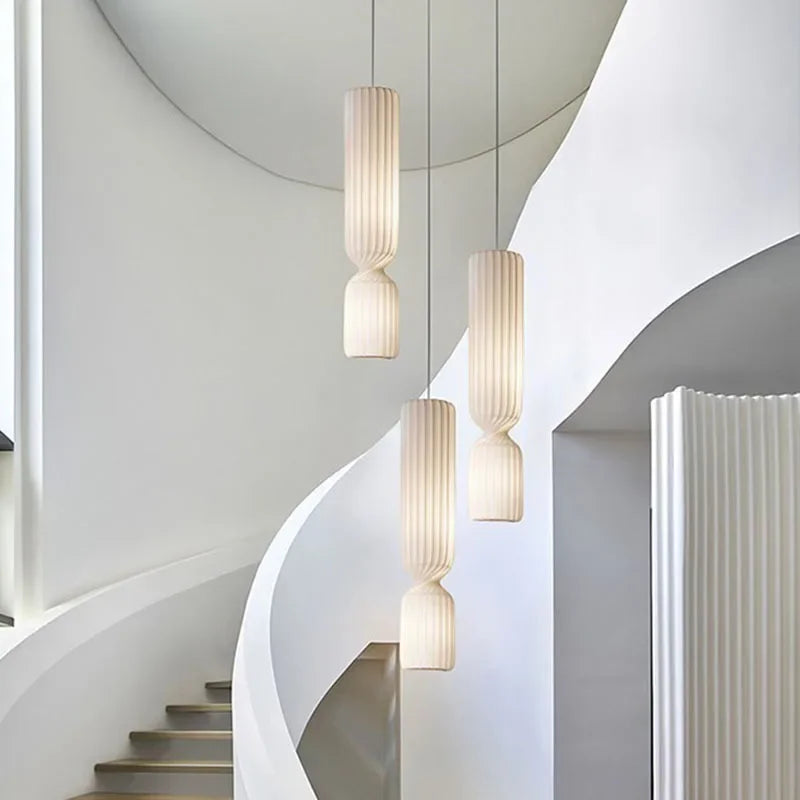 Suspension en soie de forme cylindrique de concepteur danois pour salon Duplex Villa Loft escalier décor éclairage