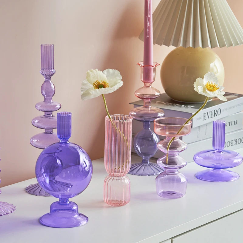 bougeoirs en verre pour décoration de mariage et cadeau Noël - vue 5 sur 24