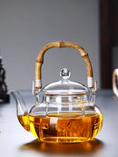 theiere verre poignee bambou tasses infusion pu erh
