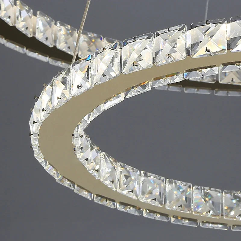 lustre moderne en cristal à led avec finition dorée étoile - vue 6 sur 13