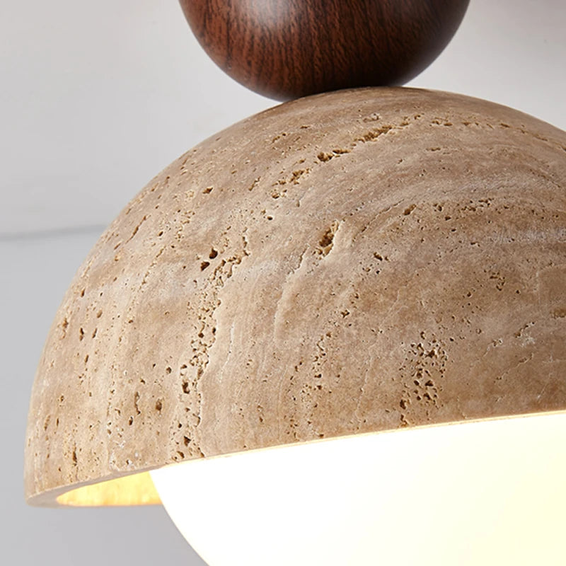 plafonnier scandinave travertin wabi sabi led marbre