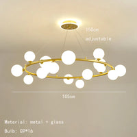 lustre moderne en verre avec anneau mat et fil réglable