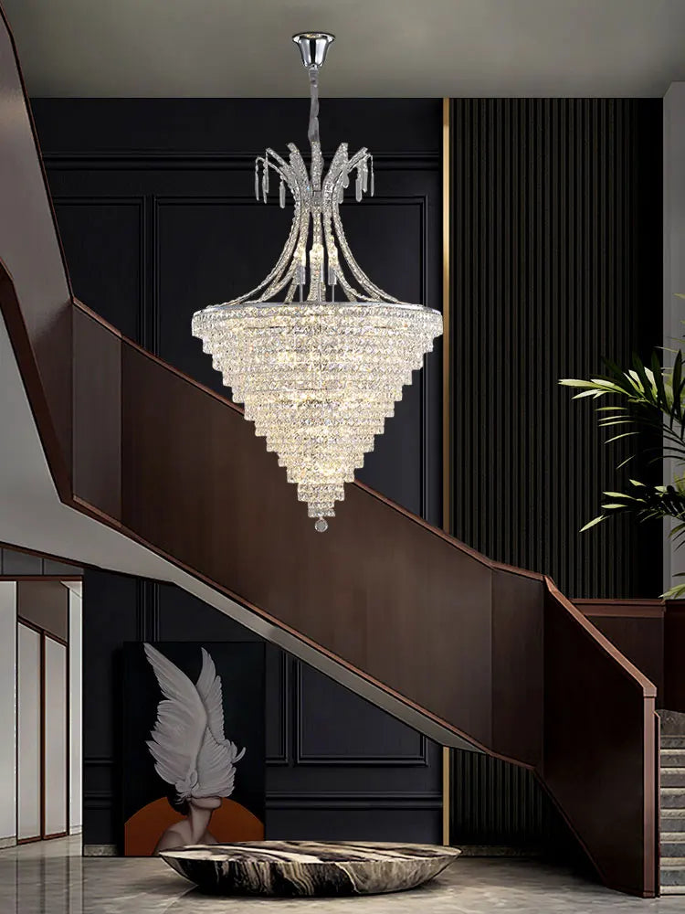 lustre en cristal chrome pour éclairage intérieur élégant - vue 4 sur 11