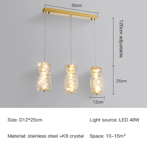 suspension nordique moderne en acier inoxydable et cristal décoratif - vue 18 sur 18