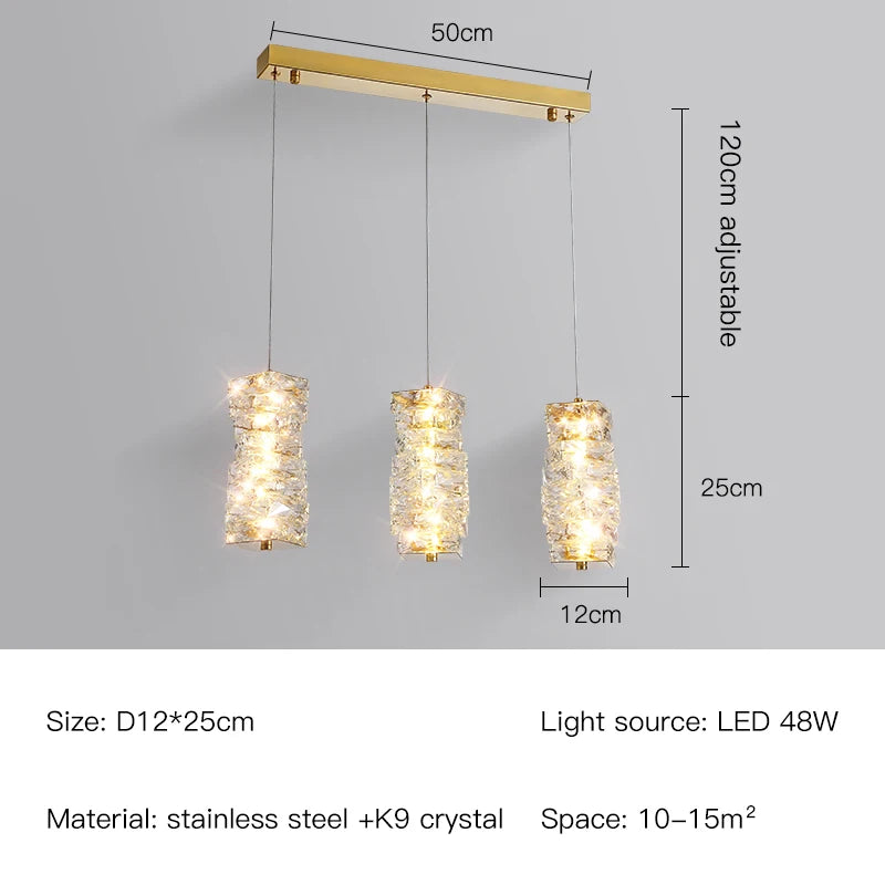 suspension nordique moderne en acier inoxydable et cristal décoratif - vue 17 sur 18