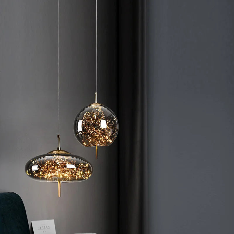 Suspension design LED de luxe en verre