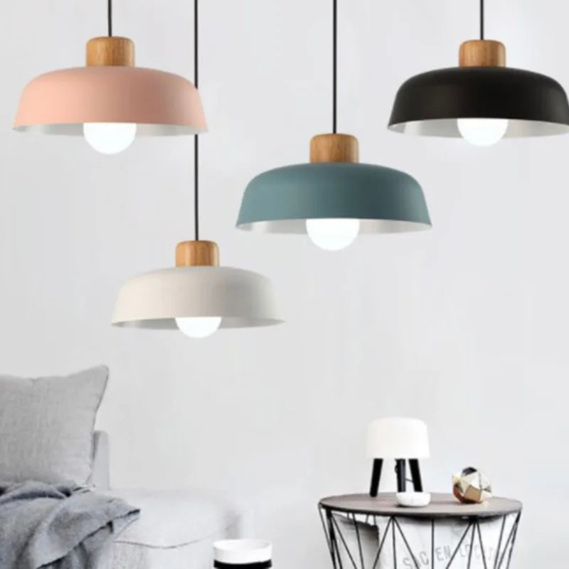 lampe suspendue style nordique macaron led en aluminium décoratif - vue 3 sur 12