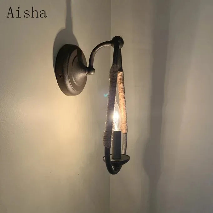 applique murale en corde de chanvre style rétro pour intérieur - vue 3 sur 7