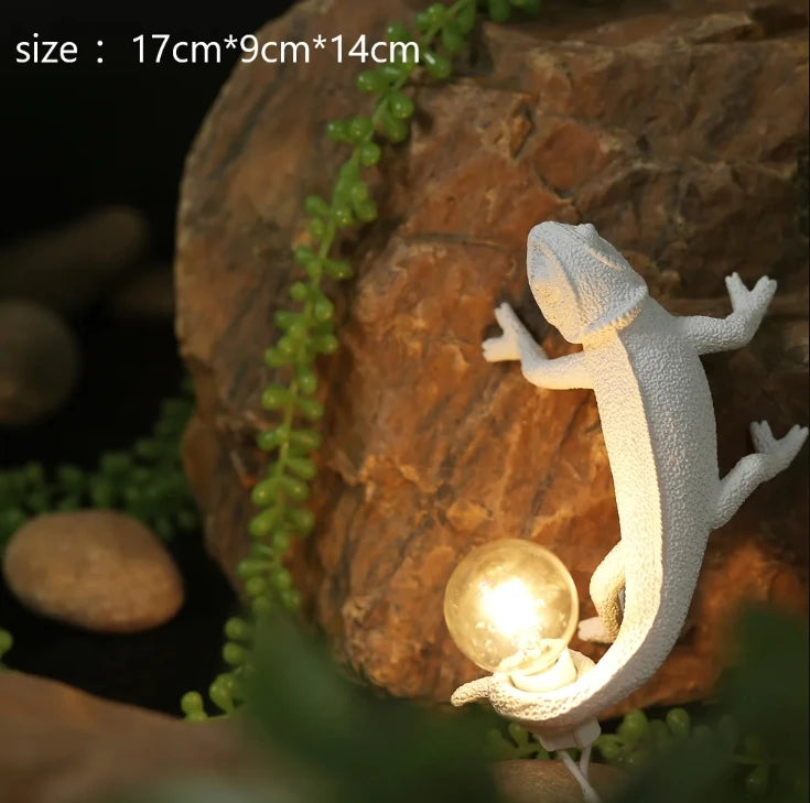 lampe de table led mignon lézard nordique en résine - vue 9 sur 11