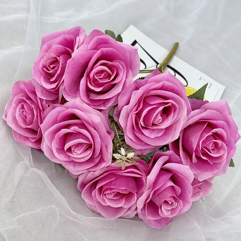 bouquet de roses artificielles en soie pour décoration de mariage