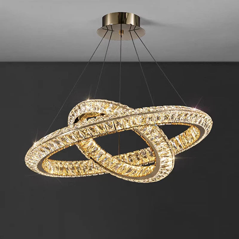 lustre en cristal doré design moderne pour intérieur élégant - vue 4 sur 11