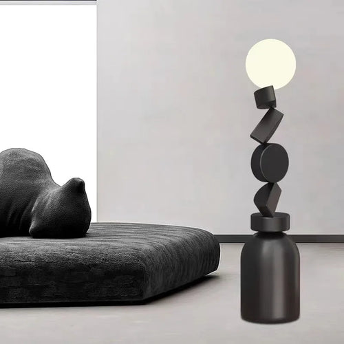 lampadaire design rond en verre pour décoration moderne - vue 3 sur 9