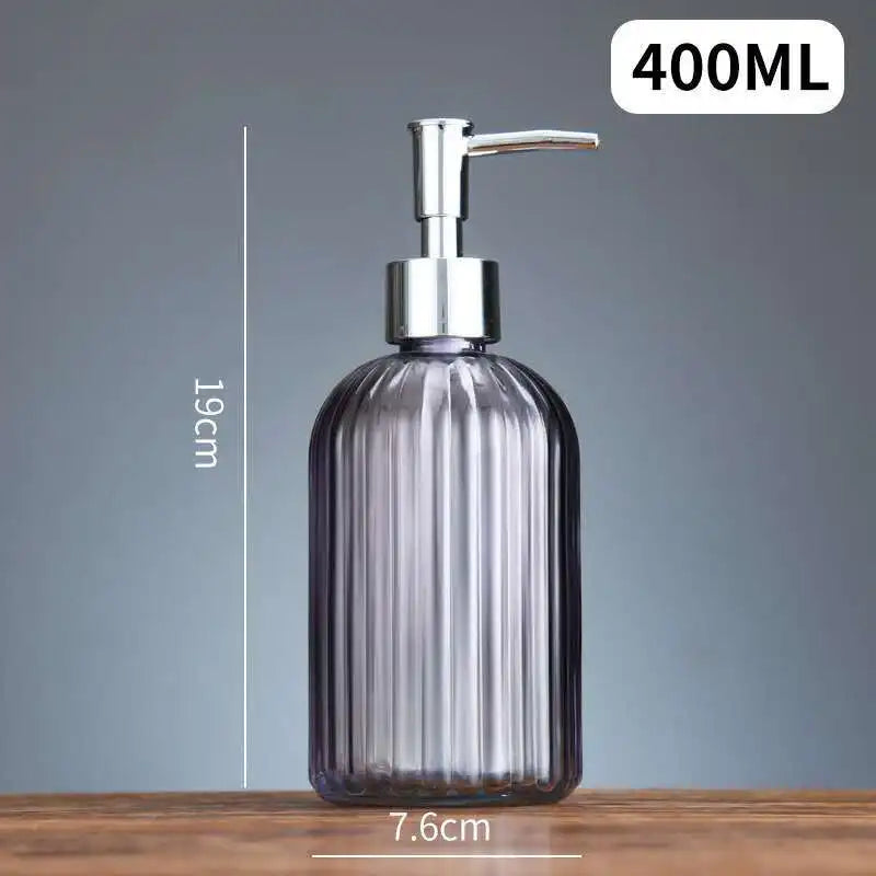 distributeur de savon liquide en verre portable pour salle de bain - vue 15 sur 17